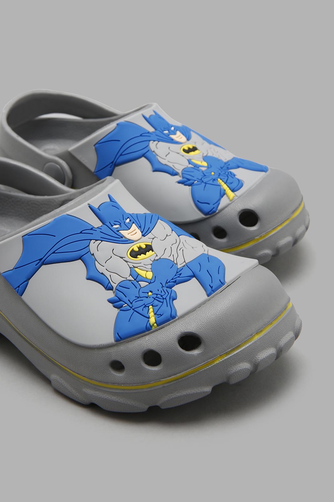 Redtag-Grey-Batman-Patch-Clog-Boys-Flip-Flops,-Character,-Colour:Mid-Grey,-Filter:Boys-Footwear-(3-to-5-Yrs),-New-In,-New-In-BOY-FOO,-Non-Sale,-W21B-Boys-3 to 5 Years