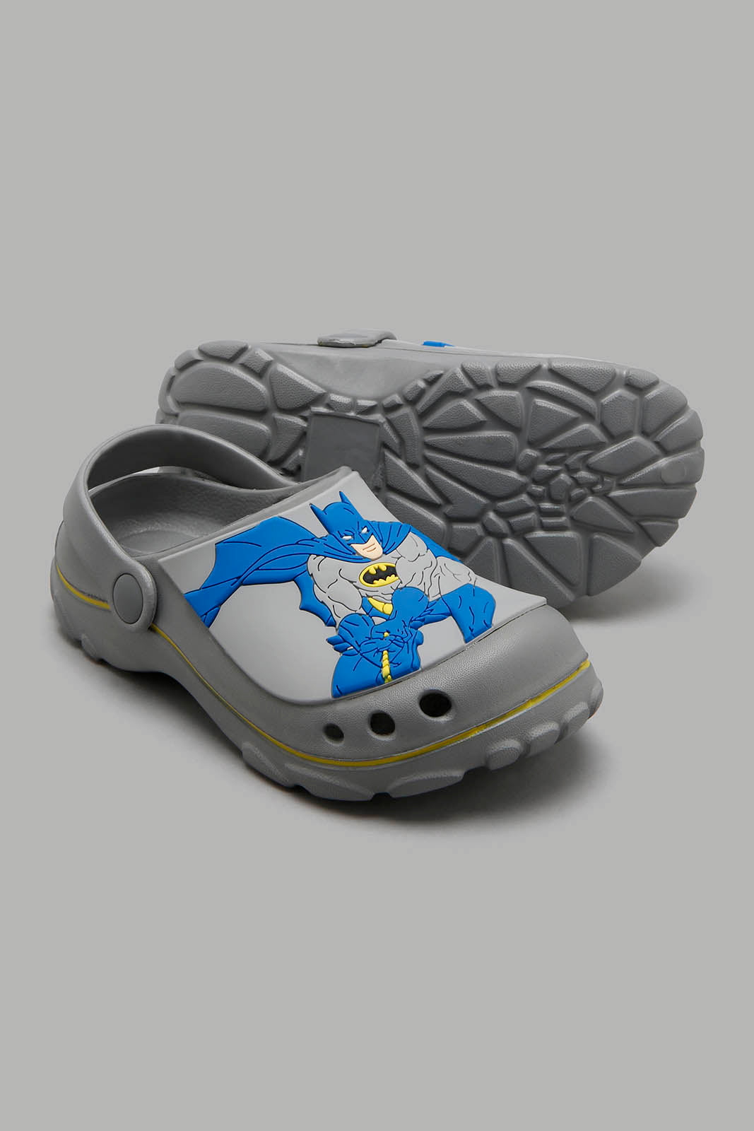 Redtag-Grey-Batman-Patch-Clog-Boys-Flip-Flops,-Character,-Colour:Mid-Grey,-Filter:Boys-Footwear-(3-to-5-Yrs),-New-In,-New-In-BOY-FOO,-Non-Sale,-W21B-Boys-3 to 5 Years