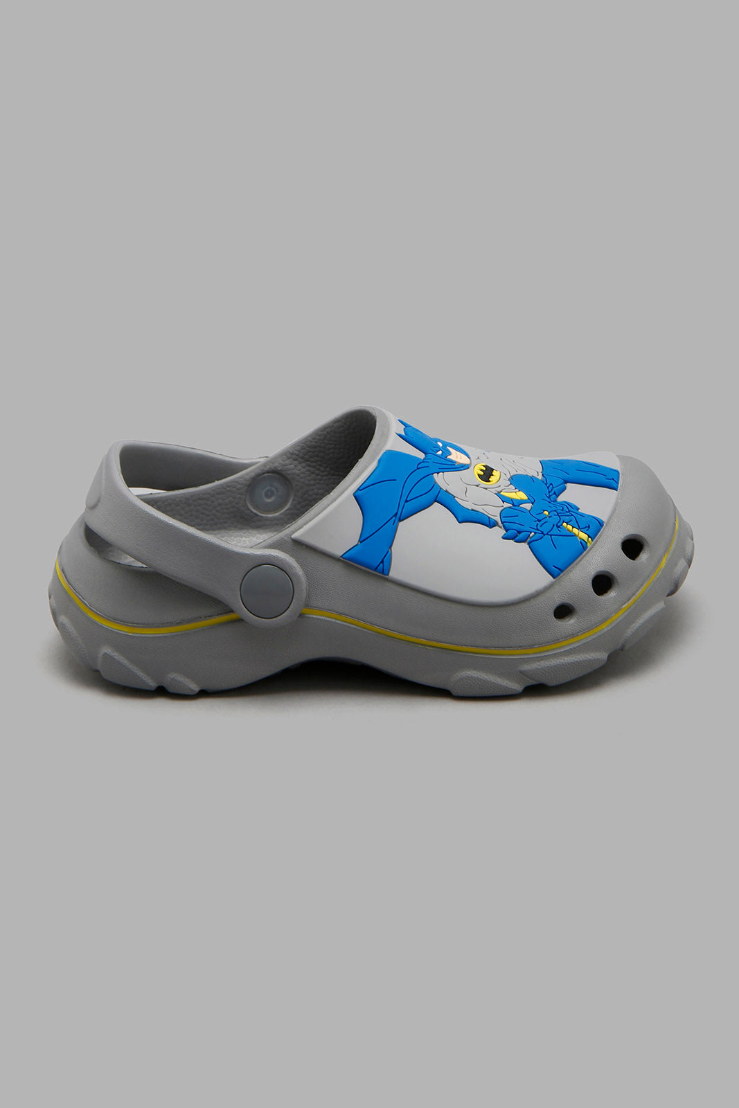 Redtag-Grey-Batman-Patch-Clog-Boys-Flip-Flops,-Character,-Colour:Mid-Grey,-Filter:Boys-Footwear-(3-to-5-Yrs),-New-In,-New-In-BOY-FOO,-Non-Sale,-W21B-Boys-3 to 5 Years