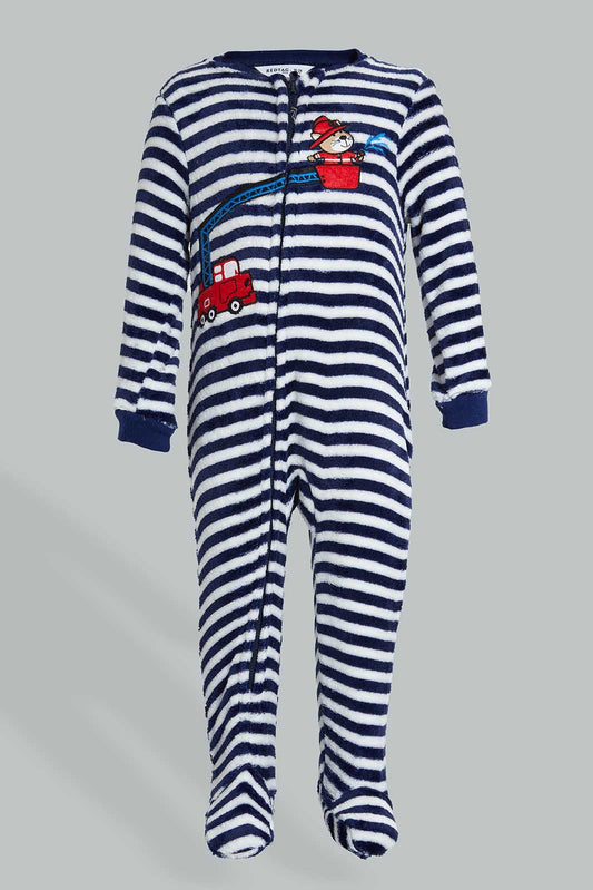 Redtag-Grey-Striped-Digger-Onesie-Pj-Set-Colour:Grey,-Filter:Infant-Boys-(3-to-24-Mths),-Infant-Boys-Pyjama-Sets,-New-In,-New-In-INB,-Non-Sale,-Section:Kidswear,-W21B-Infant-Boys-3 to 24 Months