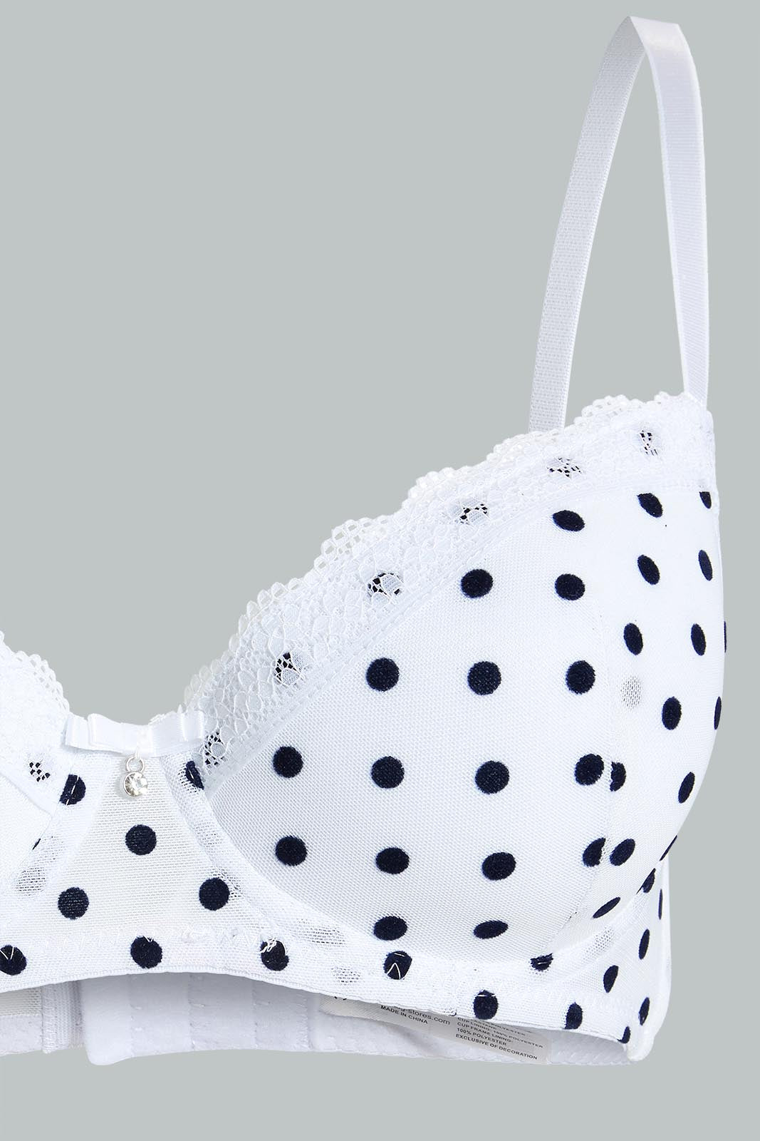 Redtag-Navy/White-Flock-Printed-Padded-T-Shirt-Bra-(2-Pack)-T-Shirt-Bras-Women's-