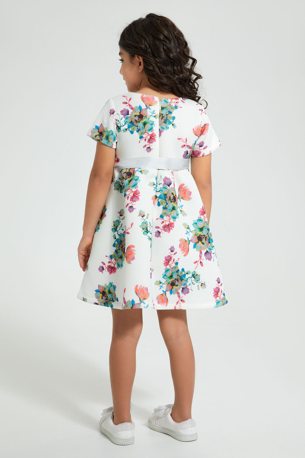 White Flower Print Dress