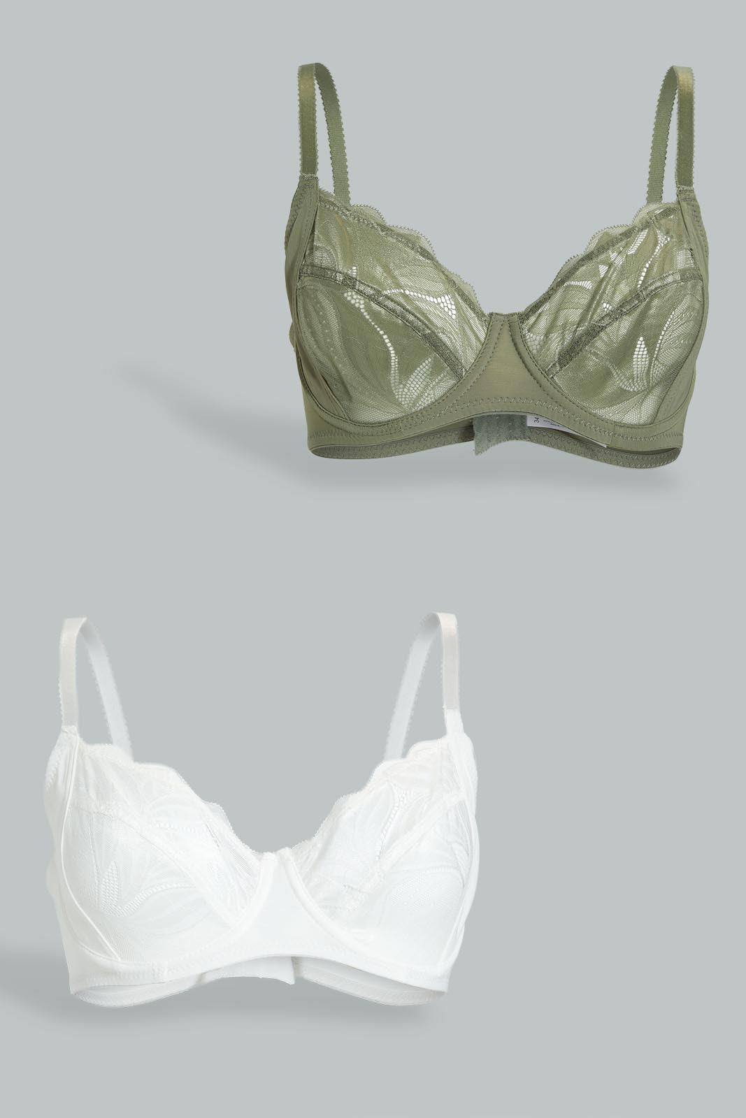 Redtag-Grey/Pink-Plain-Non-Padded--Bra-(2-Pack)-Non-Padded-Women's-