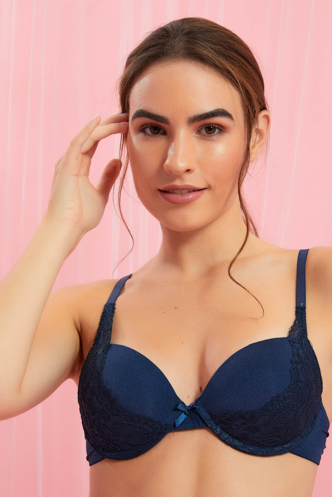 Redtag-Navy/Off-White-Printed-Padded-Push-Up-Bra-(2-Pack)-Colour:Assorted,-Filter:Women's-Clothing,-New-In,-New-In-Women,-Non-Sale,-Section:Women,-W21B,-Women-Bras-Women's-