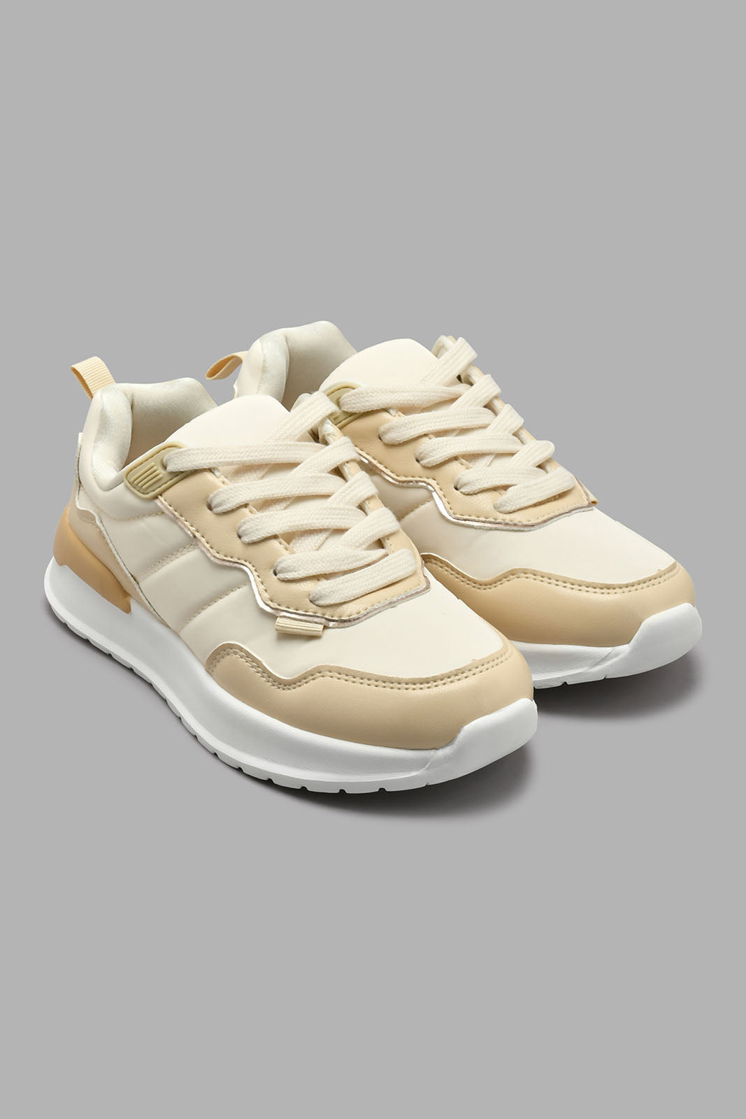Redtag-Beige-Lace-Up-Sneaker-Sneakers-Senior-Girls-5 to 14 Years