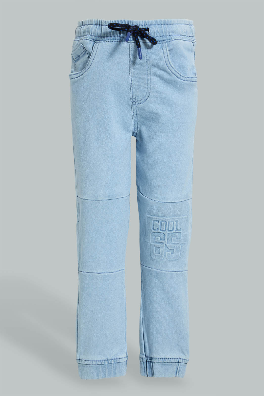 Redtag-Light-Wash-Embossed-Jogger-Jean-Jeans-Jogger-Fit-Boys-2 to 8 Years