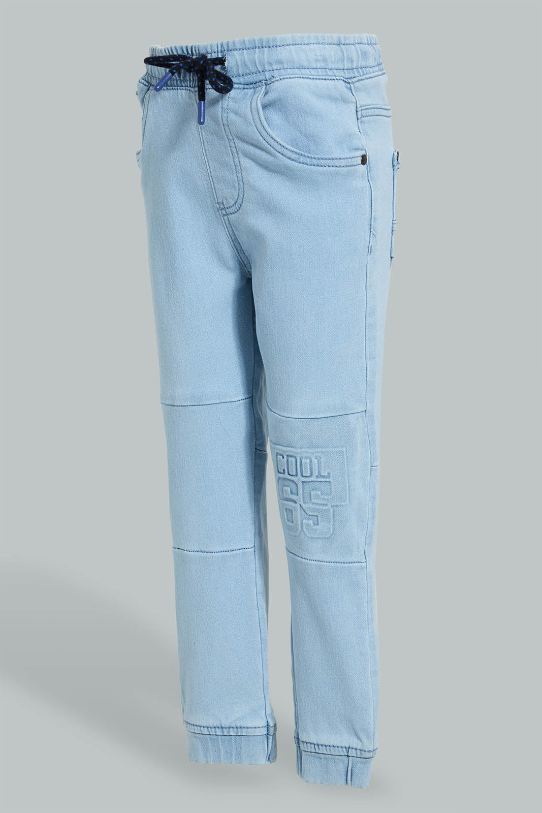 Redtag-Light-Wash-Embossed-Jogger-Jean-Jeans-Jogger-Fit-Boys-2 to 8 Years