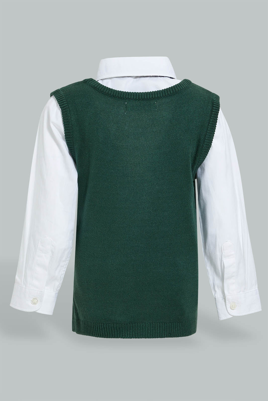 Redtag-Green-Pull-Over-With-Shirt-And-Bow-Casual-Set-Sets-Infant-Boys-3 to 24 Months
