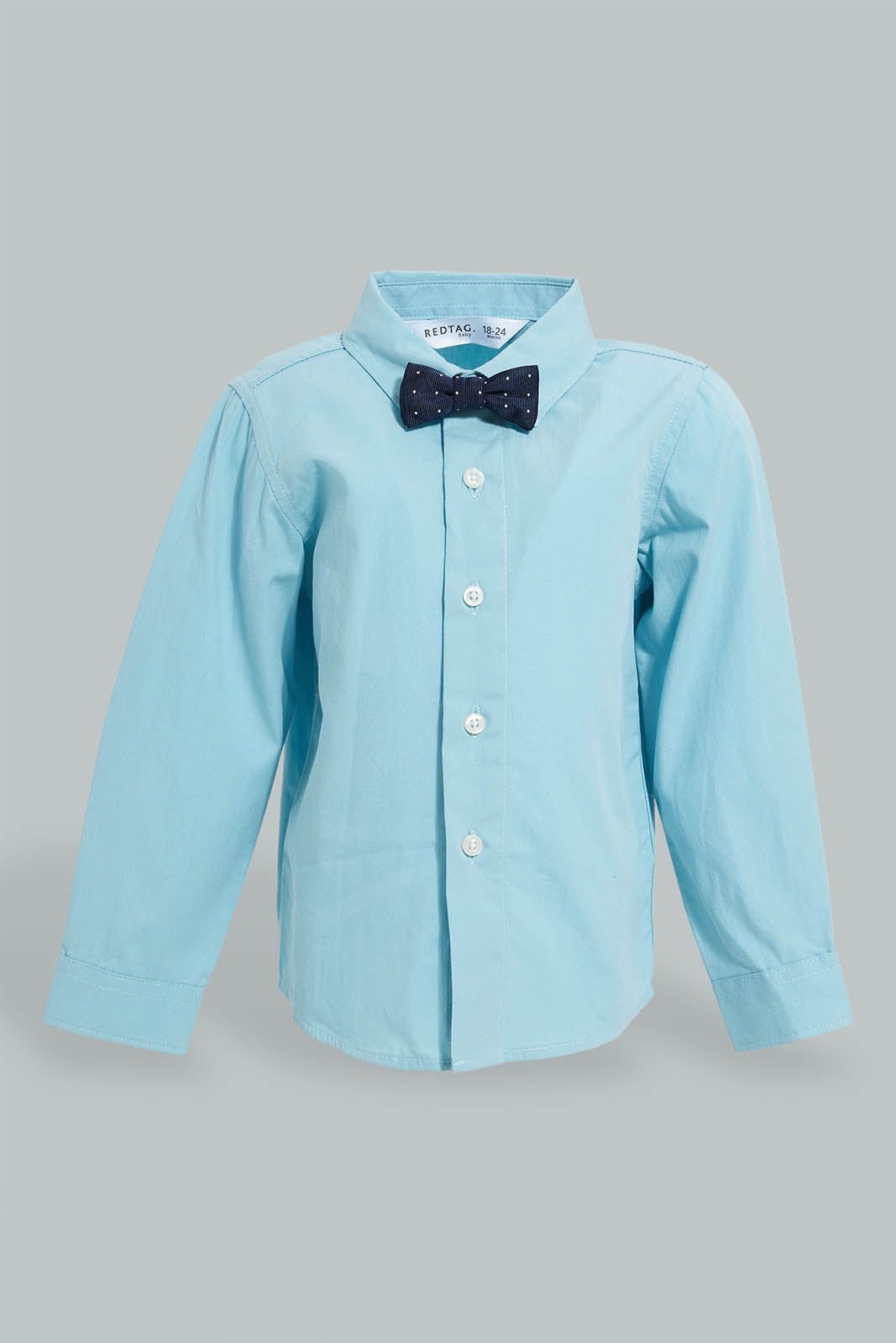 Redtag-Navy-Pull-Over-With-Shirt-And-Bow-Casual-Set-Sets-Infant-Boys-3 to 24 Months