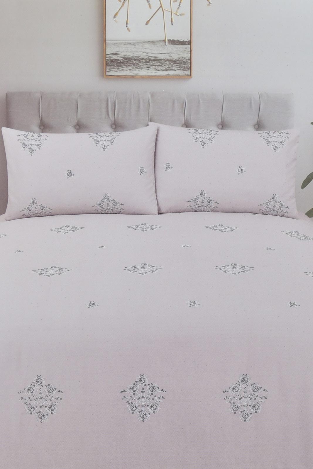 Redtag-Grey-3-Piece-Floral-Embroidery-Duvet-Cover-Set-(King-Size)-Colour:Grey,-Filter:Home-Bedroom,-HMW-BED-Duvet-Covers,-New-In,-New-In-HMW-BED,-Non-Sale,-Section:Homewares,-W21A-Home-Bedroom-