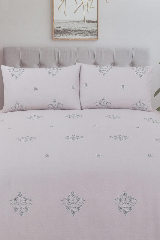 Redtag-Grey-3-Piece-Floral-Embroidery-Duvet-Cover-Set-(King-Size)-Colour:Grey,-Filter:Home-Bedroom,-HMW-BED-Duvet-Covers,-New-In,-New-In-HMW-BED,-Non-Sale,-Section:Homewares,-W21A-Home-Bedroom-