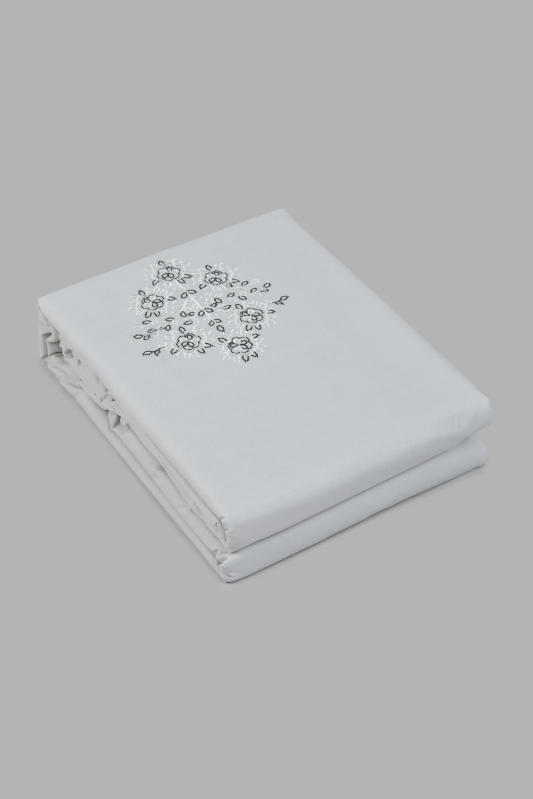 Redtag-Grey-3-Piece-Floral-Embroidery-Duvet-Cover-Set-(King-Size)-Colour:Grey,-Filter:Home-Bedroom,-HMW-BED-Duvet-Covers,-New-In,-New-In-HMW-BED,-Non-Sale,-Section:Homewares,-W21A-Home-Bedroom-