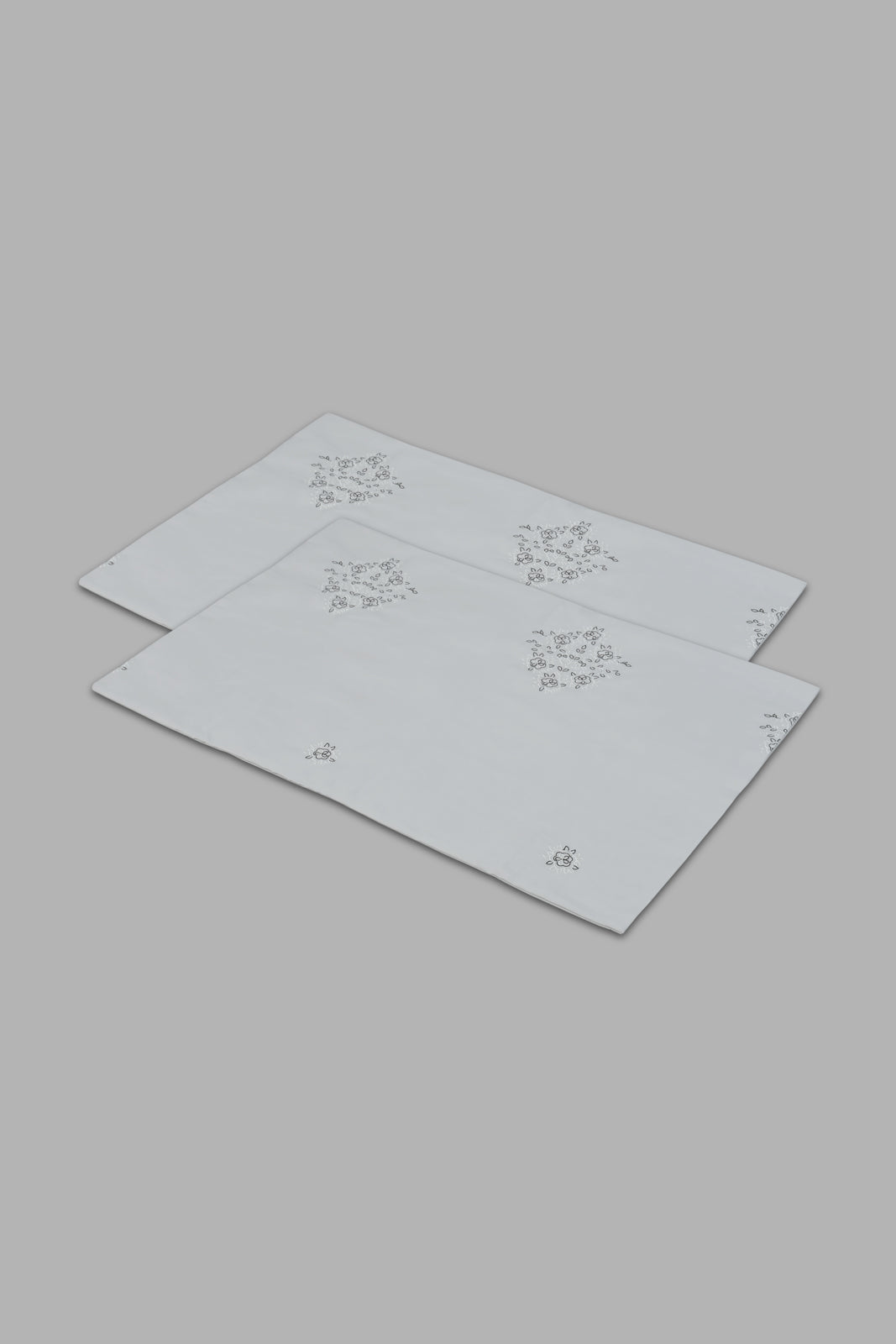 Redtag-Grey-3-Piece-Floral-Embroidery-Duvet-Cover-Set-(King-Size)-Colour:Grey,-Filter:Home-Bedroom,-HMW-BED-Duvet-Covers,-New-In,-New-In-HMW-BED,-Non-Sale,-Section:Homewares,-W21A-Home-Bedroom-