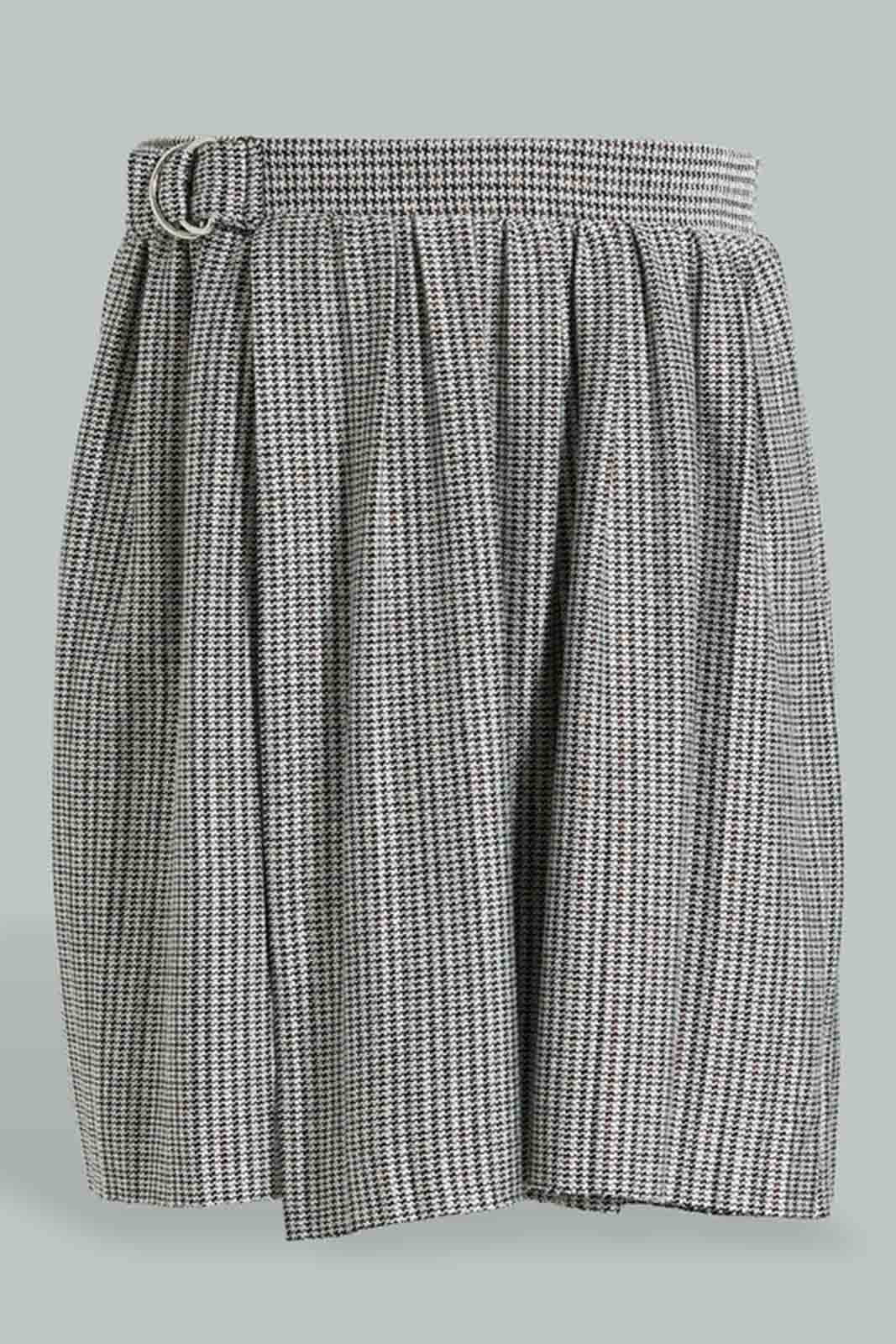 Redtag-Grey/Black-Tweed-Pleated-Skirts-Skirts-Senior-Girls-9 to 14 Years
