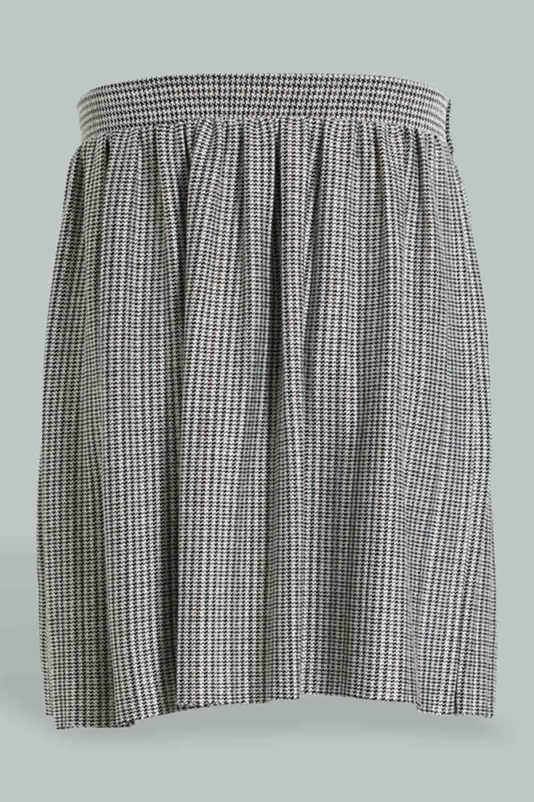 Redtag-Grey/Black-Tweed-Pleated-Skirts-Skirts-Senior-Girls-9 to 14 Years