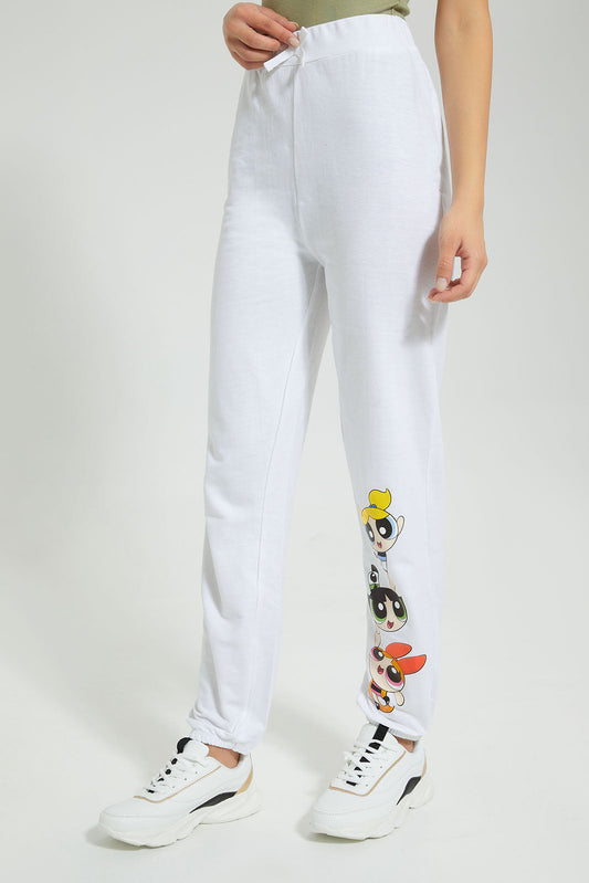 Redtag-White-Powerpuff-Print-Jogger-Joggers-Women's-
