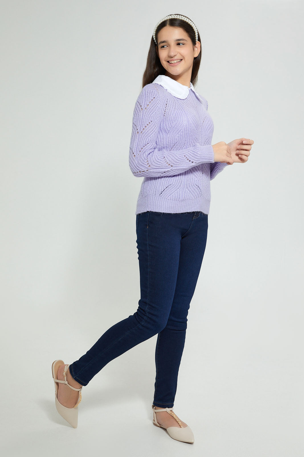 Redtag-Dark-Wash-Skinny-Knitted-Jean-Jeans-Skinny-Fit-Senior-Girls-9 to 14 Years