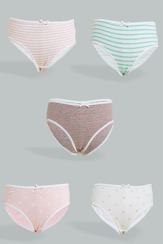 Redtag-Assorted-5-Pc-Pack-Briefs-Briefs-Girls-2 to 8 Years