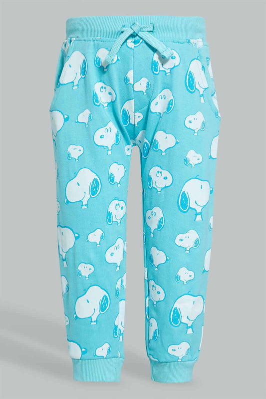 Redtag-Blue-Snoopy-Printed-Active-Pant-Joggers-Infant-Boys-3 to 24 Months