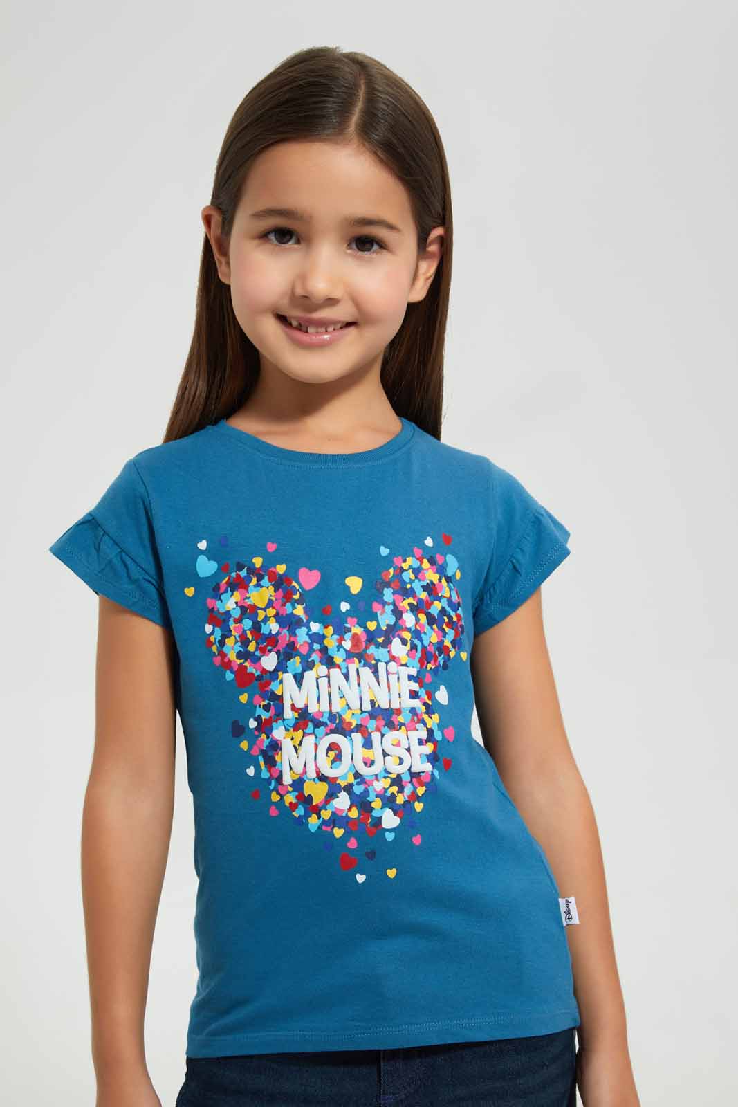 Redtag-Navy-Minnie-Mouse-Tee-Blouses-Girls-2 to 8 Years