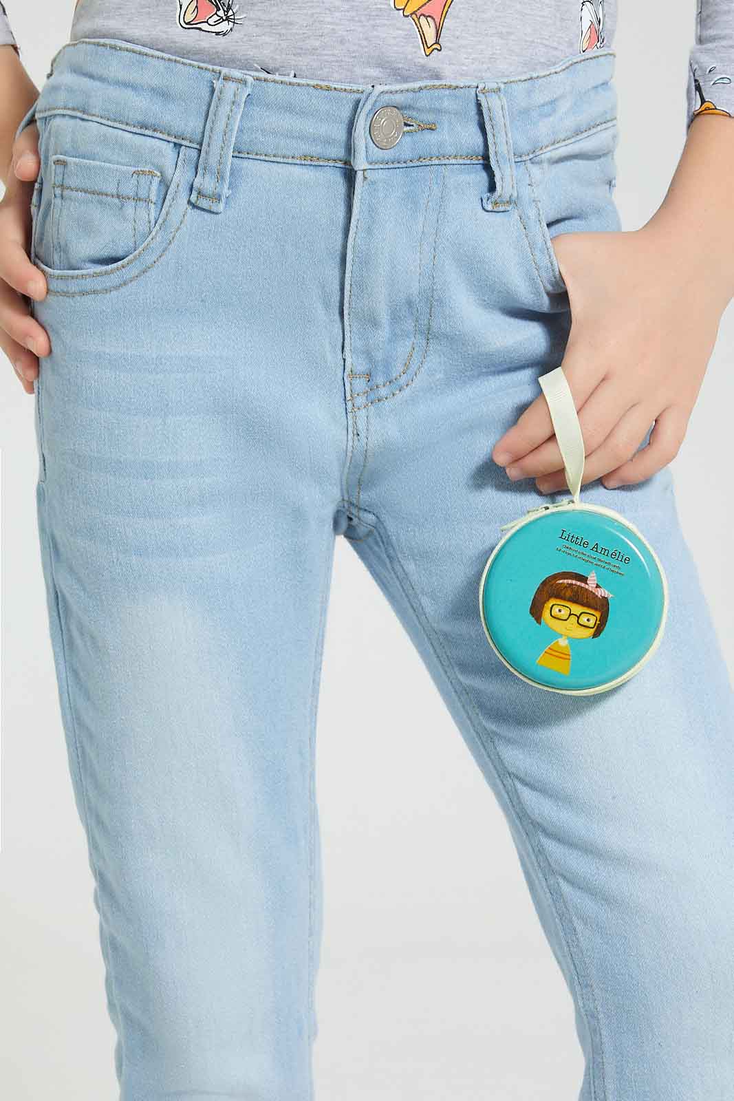 Redtag-Light-Wash-Jean-With-Accessories-Jeans-Slim-Fit-Girls-2 to 8 Years