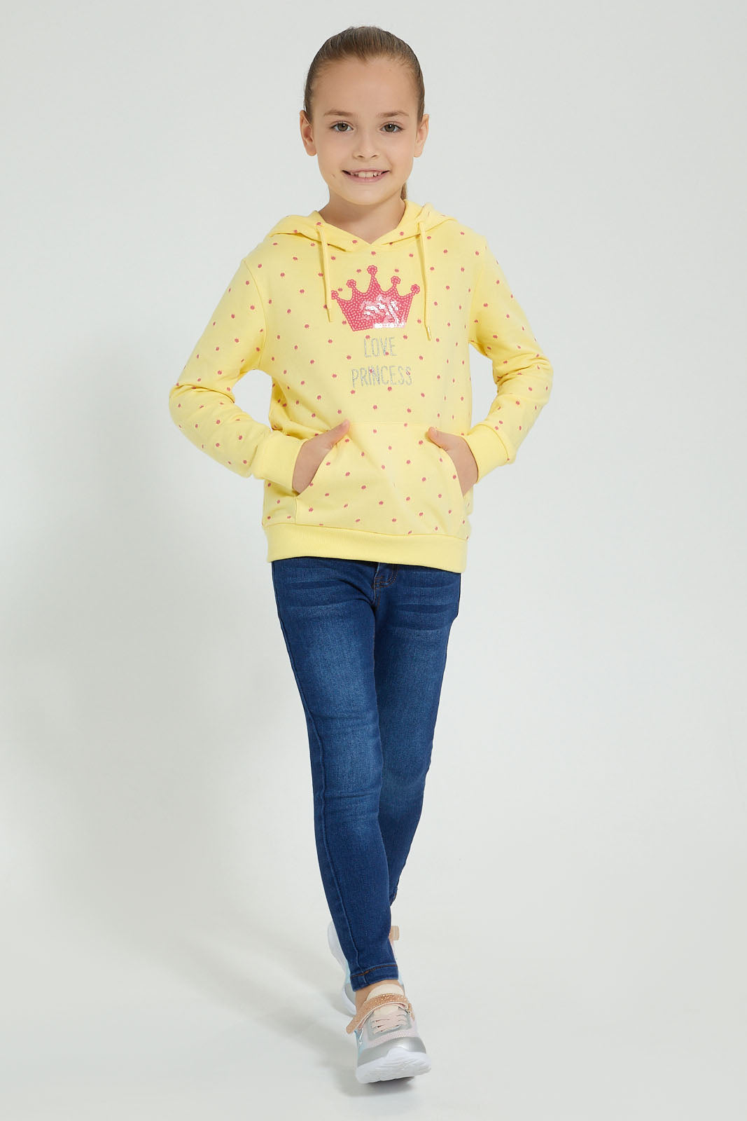 Redtag-Dark-Wash-Jean-With-Accessories-Jeans-Slim-Fit-Girls-2 to 8 Years
