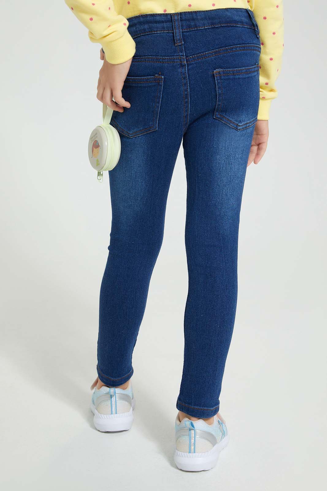 Redtag-Dark-Wash-Jean-With-Accessories-Jeans-Slim-Fit-Girls-2 to 8 Years