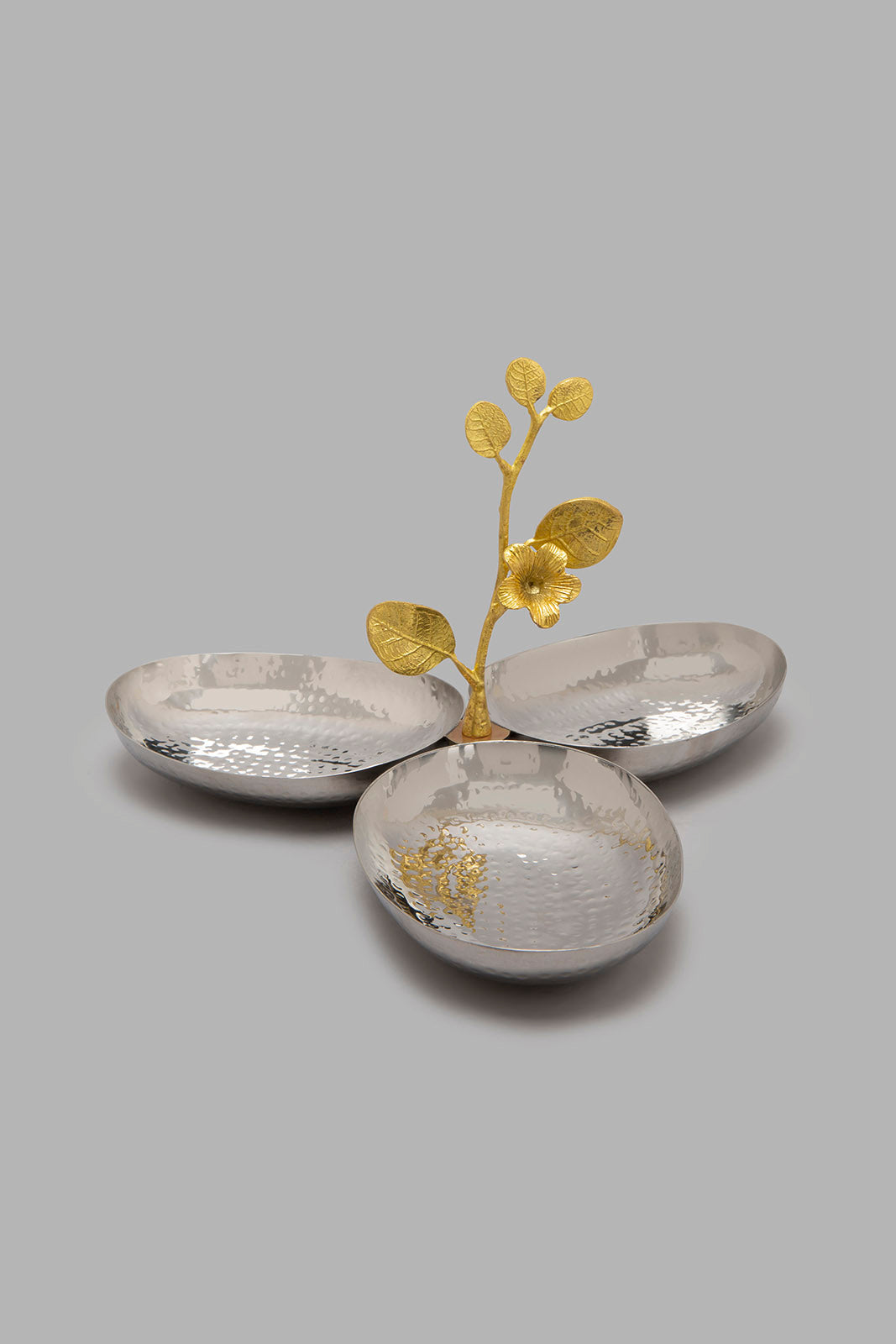 Redtag-Silver-Hammered-Three-Section-Oval-Dish-Serving-Dish-Home-Dining-