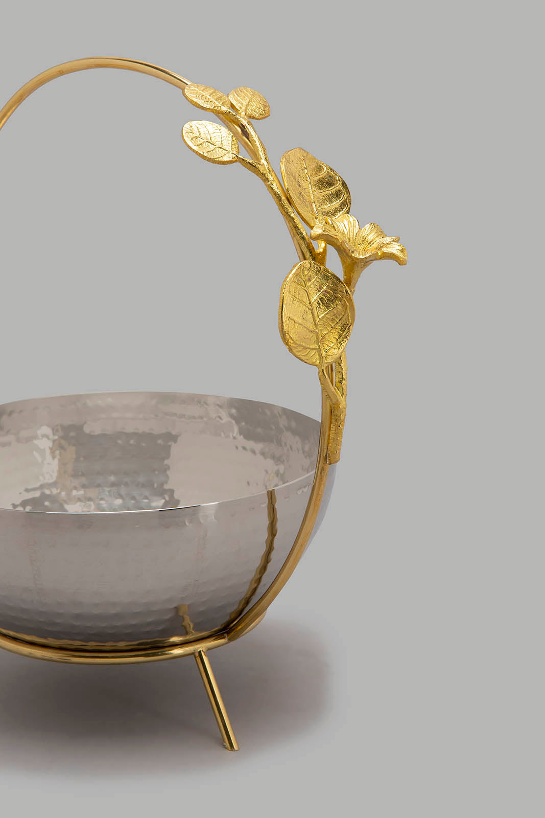 Redtag-Silver-Hammered-Bowl-With-Stand-Serving-Bowls-Home-Dining-