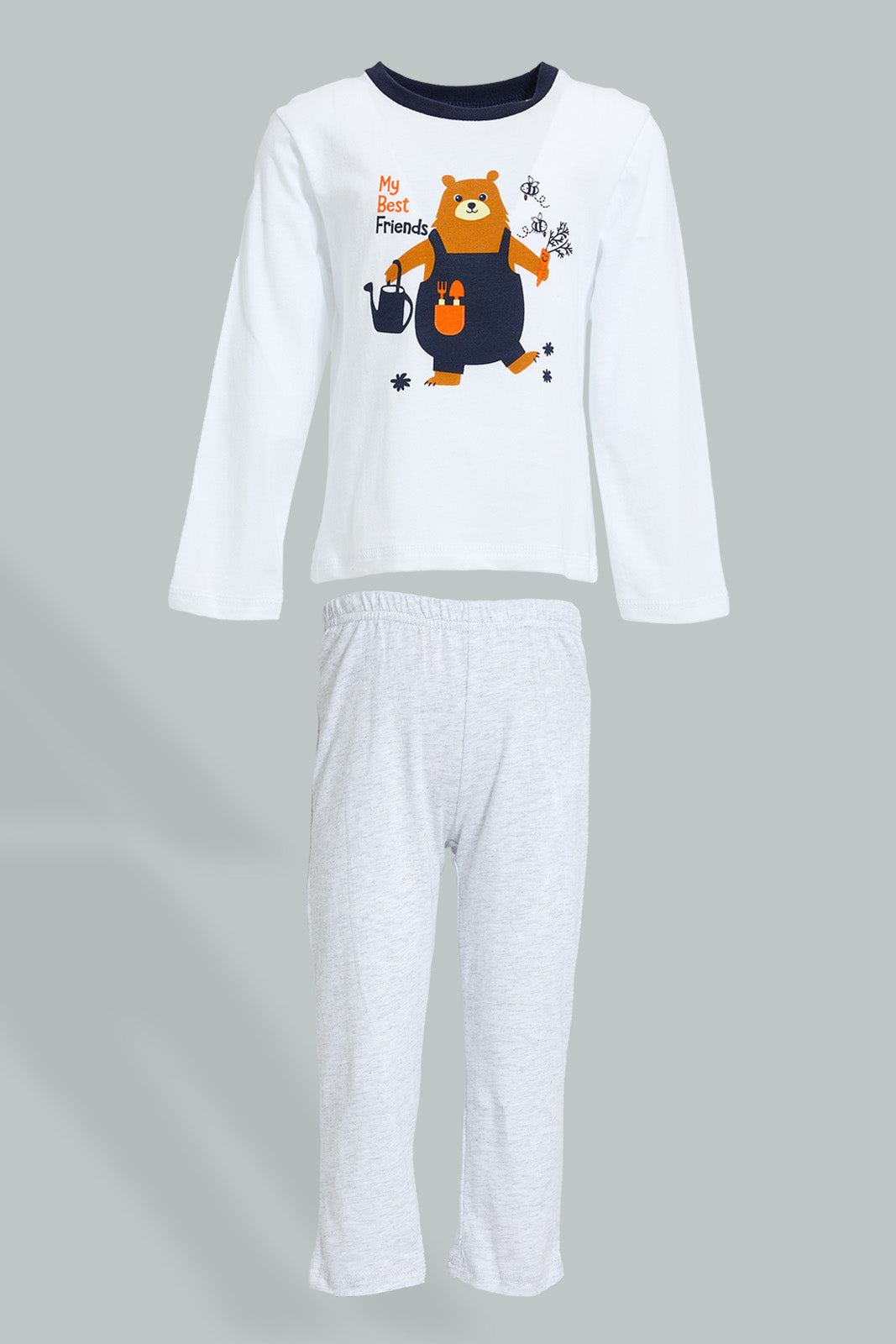 Redtag-White-And-Grey-Pj-Set-2-Pack-(4-Pack)-Colour:White,-Filter:Infant-Boys-(3-to-24-Mths),-Infant-Boys-Pyjama-Sets,-New-In,-New-In-INB,-Non-Sale,-Section:Kidswear,-W21B-Infant-Boys-3 to 24 Months