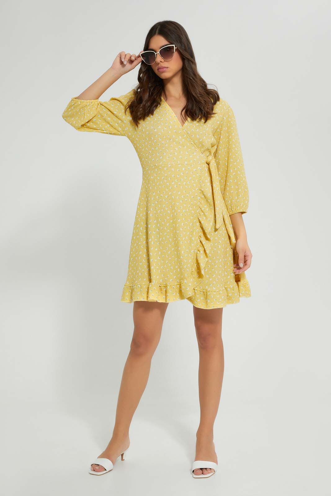 Redtag-Print-Wrap-Skater-Short-Dress-Dresses-Women's-