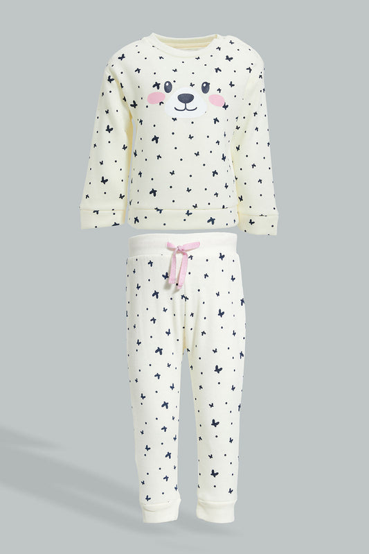 Redtag-Cream-Printed-Jogsuit-Colour:Cream,-Filter:Infant-Girls-(3-to-24-Mths),-Infant-Girls-Sets,-New-In,-New-In-ING,-Non-Sale,-Section:Kidswear,-W21B-Infant-Girls-3 to 24 Months