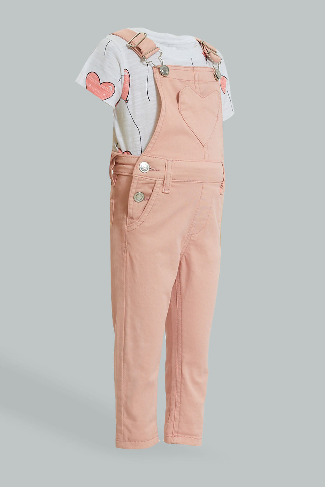 Pink Solid Jumpsuit With T-Shirt (2 Piece)