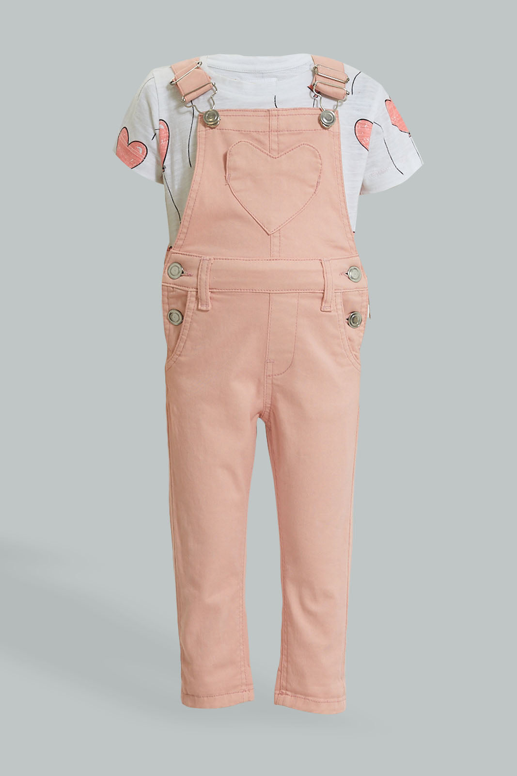 Pink Solid Jumpsuit With T-Shirt (2 Piece)