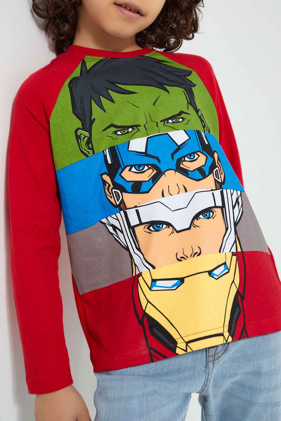 Redtag-Red-Avengers-Long-Sleeve-T-Shirt-Boys-T-Shirts,-Character,-Colour:Red,-Filter:Boys-(2-to-8-Yrs),-New-In,-New-In-BOY,-Non-Sale,-Section:Kidswear,-TBL,-W21B-Boys-2 to 8 Years