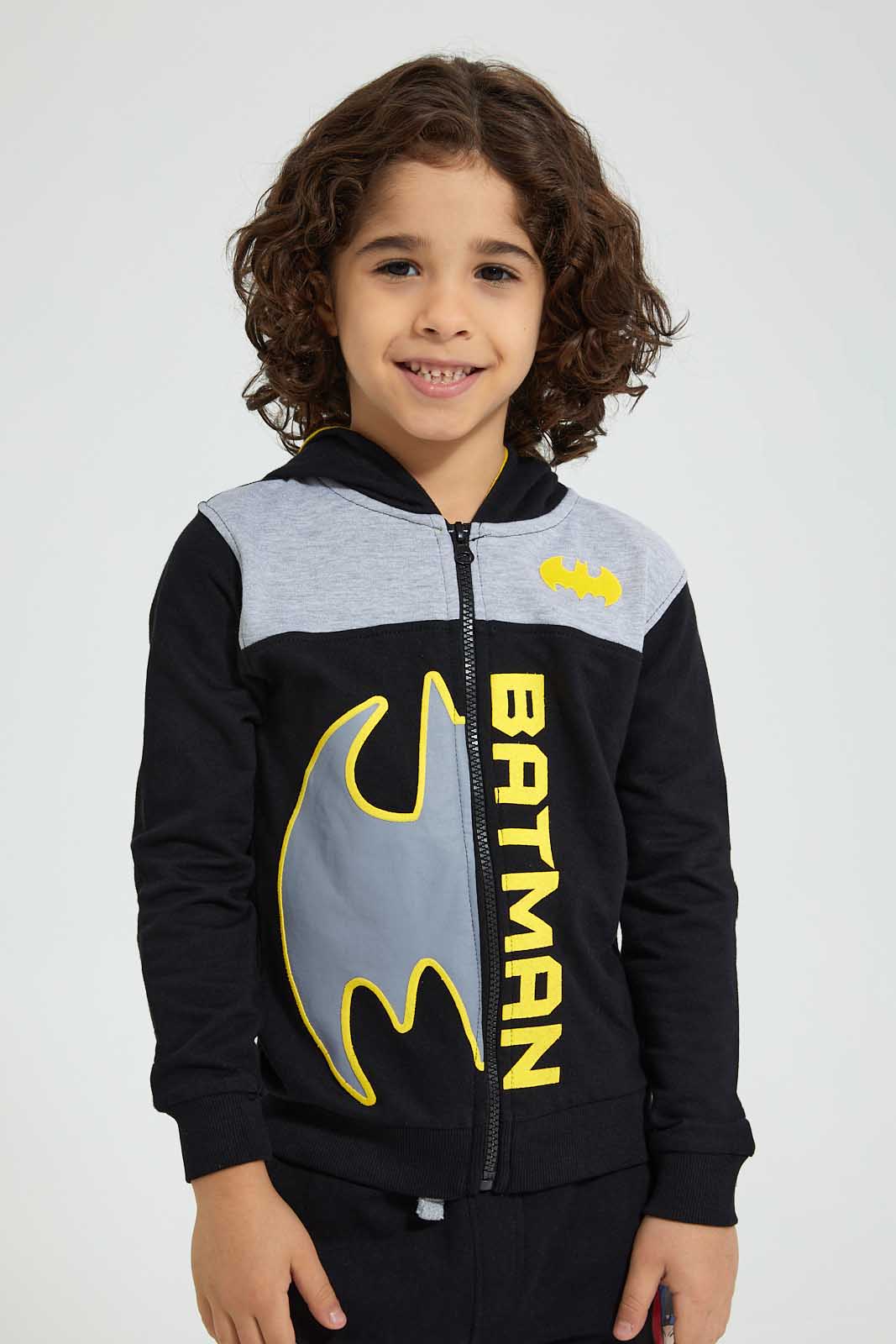 Redtag-Black-Batman-Zip-Through-Hooded-Sweatshirt-Boys-Sweatshirts,-Character,-Colour:Black,-Filter:Boys-(2-to-8-Yrs),-New-In,-New-In-BOY,-Non-Sale,-Section:Kidswear,-TBL,-W21B-Boys-2 to 8 Years