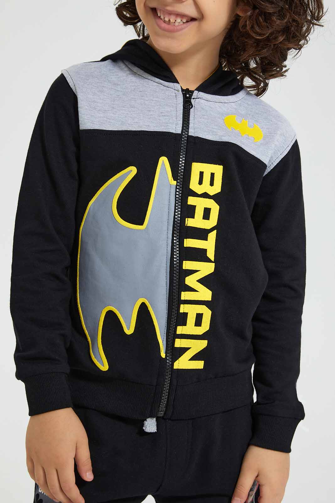 Redtag-Black-Batman-Zip-Through-Hooded-Sweatshirt-Boys-Sweatshirts,-Character,-Colour:Black,-Filter:Boys-(2-to-8-Yrs),-New-In,-New-In-BOY,-Non-Sale,-Section:Kidswear,-TBL,-W21B-Boys-2 to 8 Years