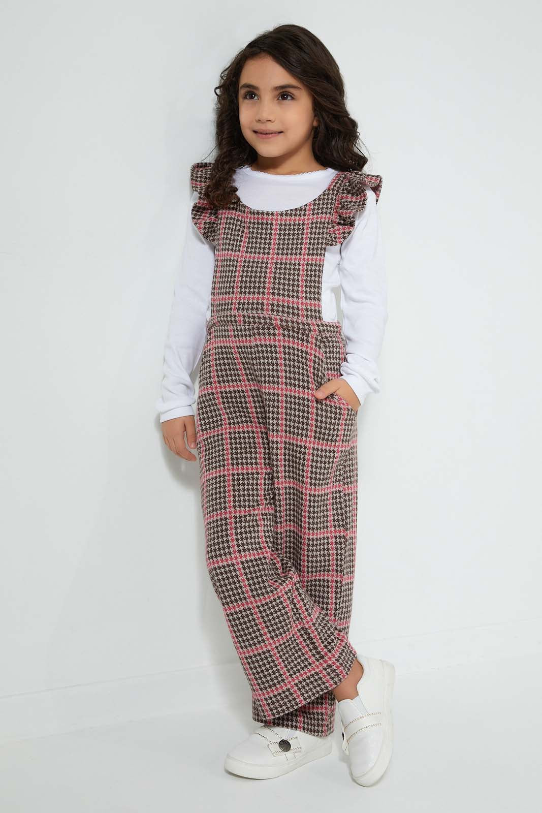 Redtag-Assorted-T-Shirt-&-Dungaree-Set-Sets-Girls-2 to 8 Years