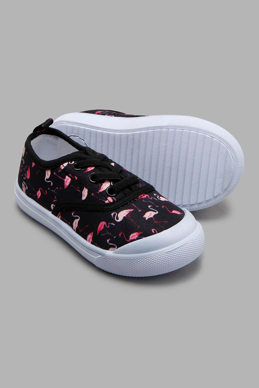 Redtag-Black-Flamingo-Print-Pump-Pumps-Infant-Girls-1 to 3 Years
