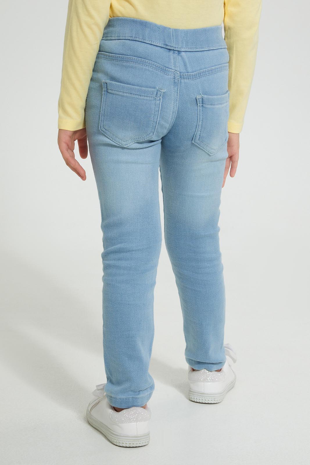Redtag-Light-Wash-Pull-On-Jegging-With-Knee-Patch-Jeggings-Girls-2 to 8 Years