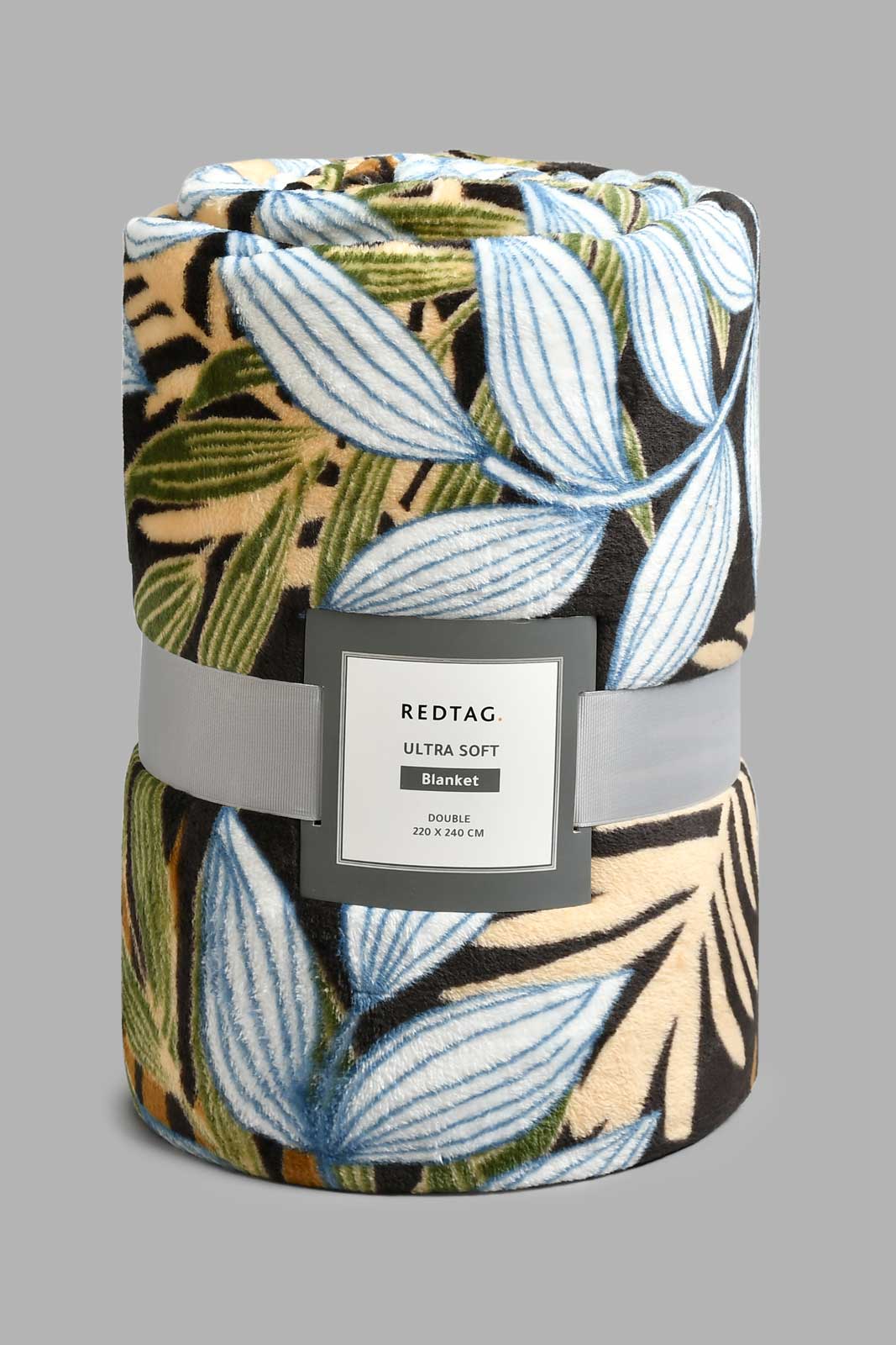 Redtag-Green-Leaf-Print-Ultra-Soft-Blanket-(Double-Size)-Blankets-Home-Bedroom-