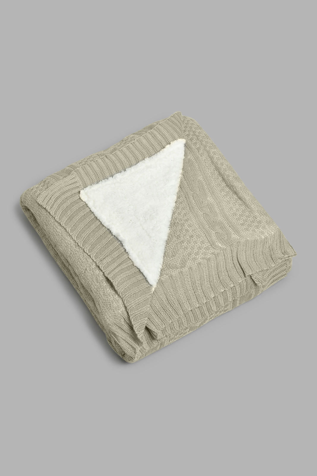 Redtag-Beige-Knit/Sherpa-Reversible-Throw-BED-PHANTASMAGORIA-3,-Colour:Beige,-Filter:Home-Bedroom,-HMW-BED-Throws,-New-In,-New-In-HMW-BED,-Non-Sale,-Section:Homewares,-W21B-Home-Bedroom-