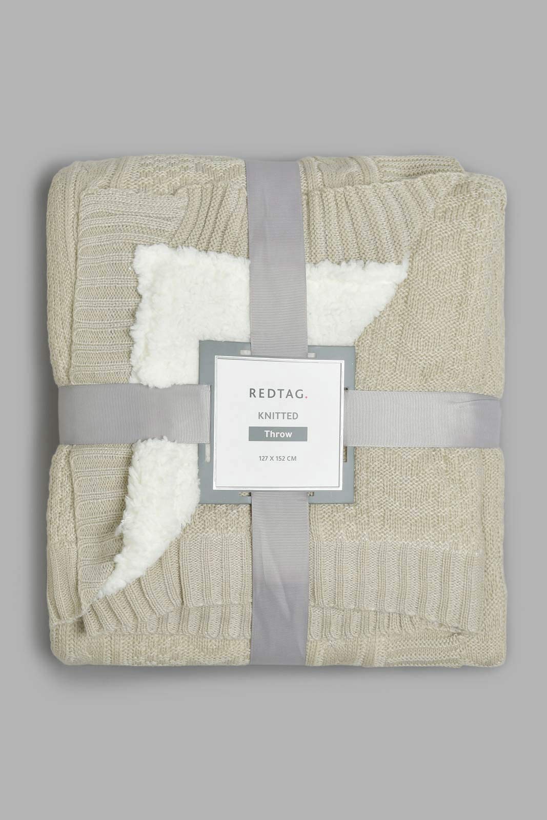 Redtag-Beige-Knit/Sherpa-Reversible-Throw-BED-PHANTASMAGORIA-3,-Colour:Beige,-Filter:Home-Bedroom,-HMW-BED-Throws,-New-In,-New-In-HMW-BED,-Non-Sale,-Section:Homewares,-W21B-Home-Bedroom-