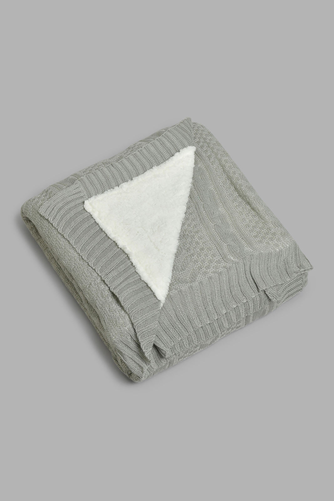 Redtag-Grey-Knit/Sherpa-Reversible-Throw-BED-PHANTASMAGORIA-3,-Colour:Grey,-Filter:Home-Bedroom,-HMW-BED-Throws,-New-In,-New-In-HMW-BED,-Non-Sale,-Section:Homewares,-W21B-Home-Bedroom-