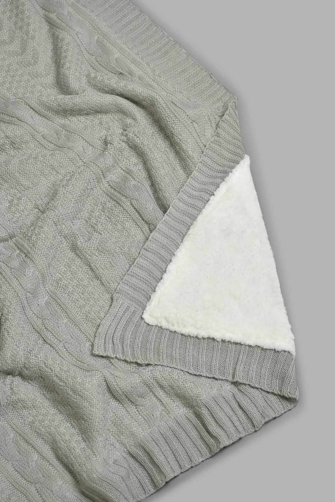 Redtag-Grey-Knit/Sherpa-Reversible-Throw-BED-PHANTASMAGORIA-3,-Colour:Grey,-Filter:Home-Bedroom,-HMW-BED-Throws,-New-In,-New-In-HMW-BED,-Non-Sale,-Section:Homewares,-W21B-Home-Bedroom-