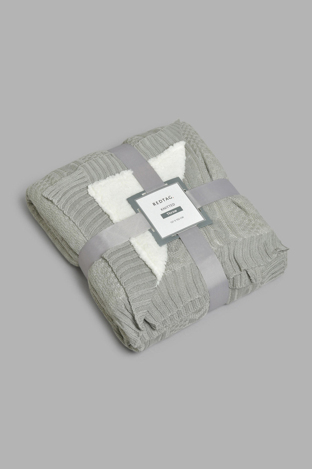 Redtag-Grey-Knit/Sherpa-Reversible-Throw-BED-PHANTASMAGORIA-3,-Colour:Grey,-Filter:Home-Bedroom,-HMW-BED-Throws,-New-In,-New-In-HMW-BED,-Non-Sale,-Section:Homewares,-W21B-Home-Bedroom-