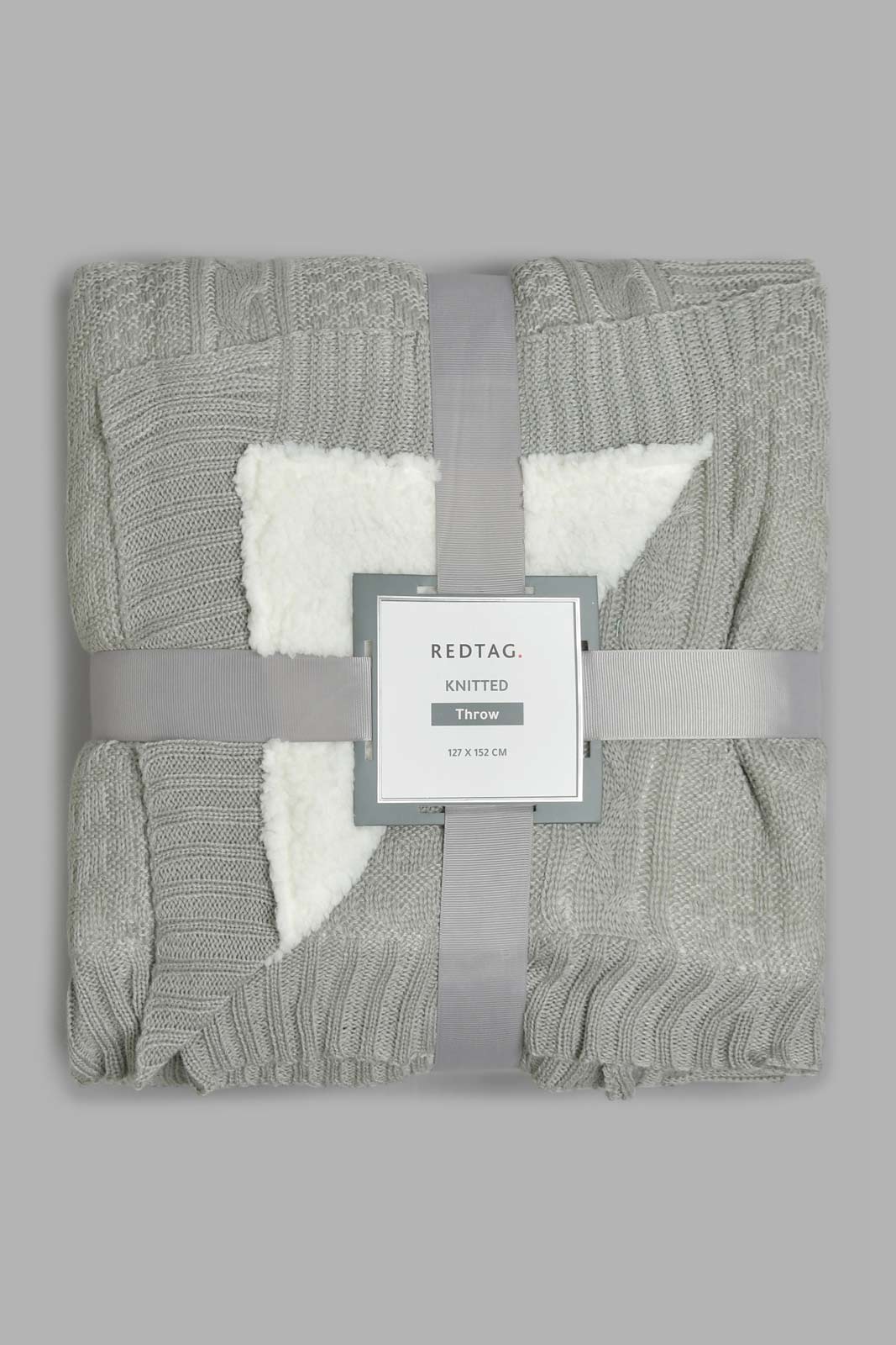 Redtag-Grey-Knit/Sherpa-Reversible-Throw-BED-PHANTASMAGORIA-3,-Colour:Grey,-Filter:Home-Bedroom,-HMW-BED-Throws,-New-In,-New-In-HMW-BED,-Non-Sale,-Section:Homewares,-W21B-Home-Bedroom-