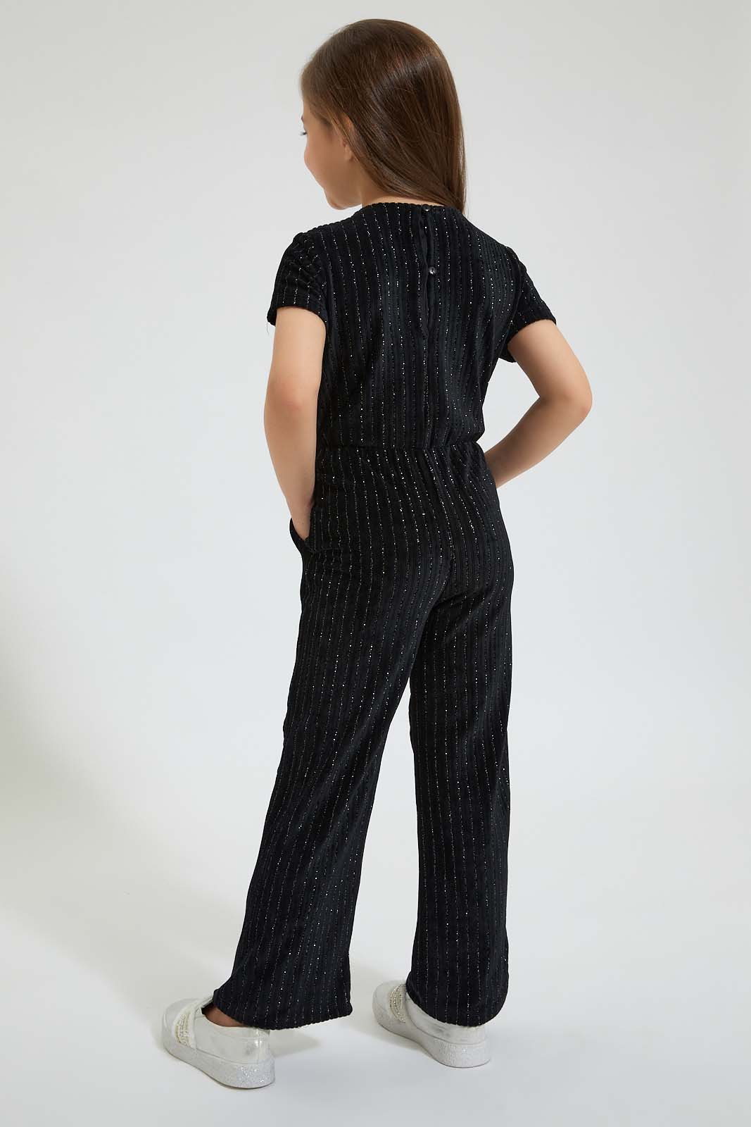Redtag-Black-Lurex-Jumpsuit-Colour:Black,-Filter:Girls-(2-to-8-Yrs),-Girls-Jumpsuits,-New-In,-New-In-GIR,-Non-Sale,-Section:Kidswear,-W21B-Girls-2 to 8 Years