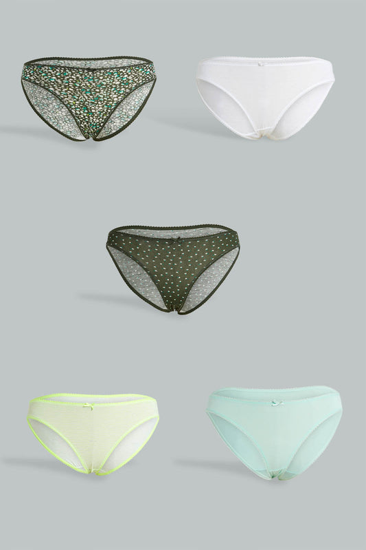 Redtag-Assorted-Print-/-Plain-Bikini-Briefs-(-5-Pack)-Briefs-Bikini-Women's-