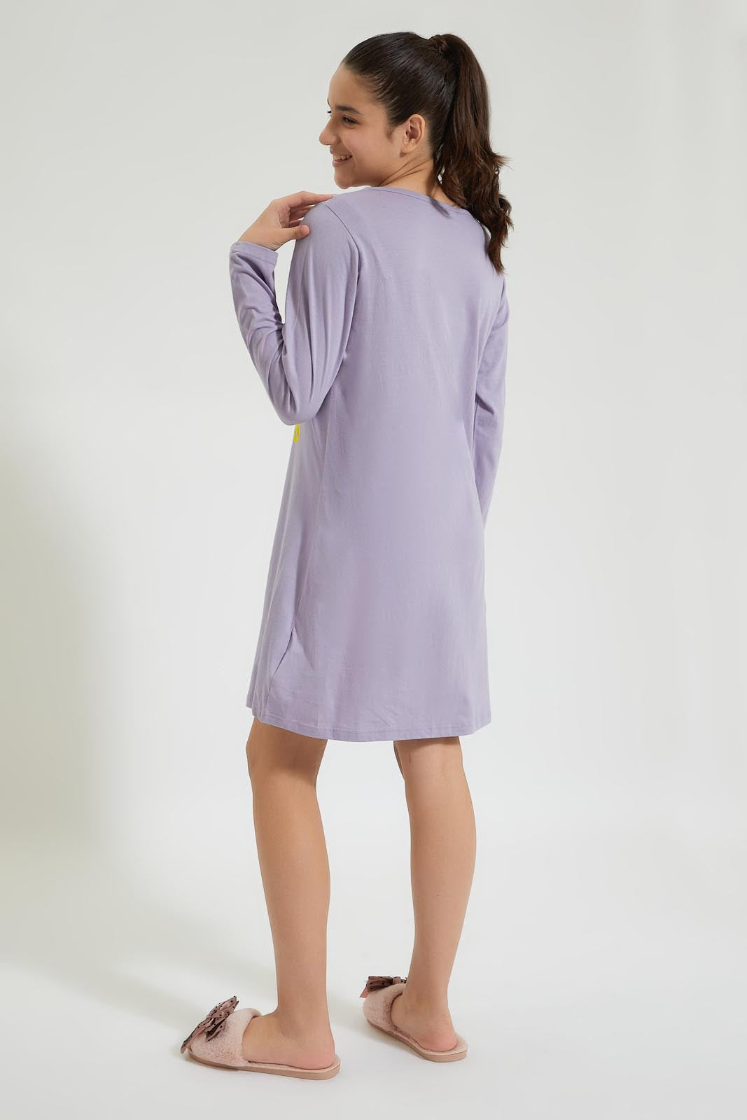 Redtag-Purple-Garfield-Frills-Ls-Long-Length-Night-Dress-W/-Eye-Mask-Colour:Assorted,-Filter:Senior-Girls-(9-to-14-Yrs),-GSR-Nightshirts,-New-In,-New-In-GSR,-Non-Sale,-Section:Kidswear,-W21B-Senior-Girls-9 to 14 Years